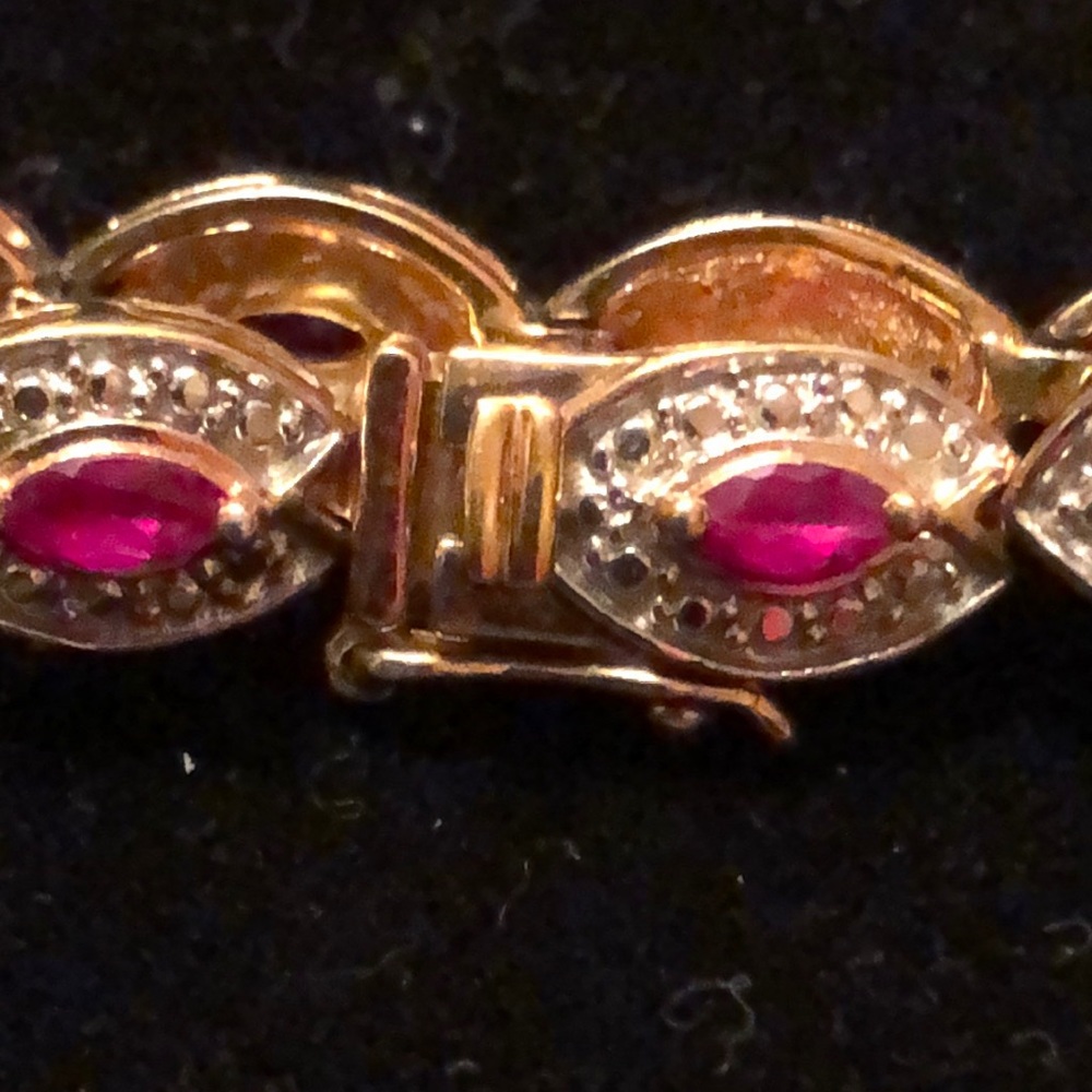 Sterling Silver/Simulated Ruby /Vermeil Bracelet - image 1